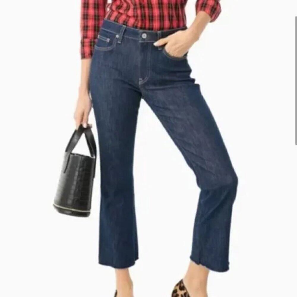 Trave Colette Kick Flare Jeans 27 High Rise Raw Hem Cropped Denim No Excuses